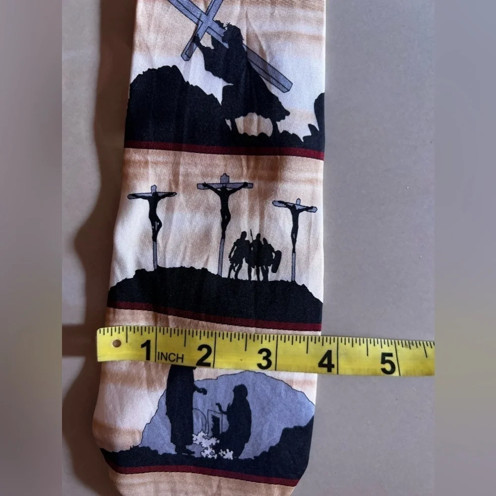 100% Silk Tie Showing the Story of the Crucifixion by Eagles Wings